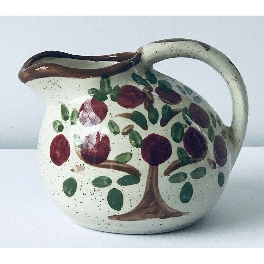 Apple CERAMIC PITCHER WITH HANDPAINTED APPLE TREE signed‎ piece